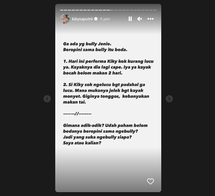 Didesak Minta Maaf, Kiky Saputri Bantah Bully Jennie BLACKPINK