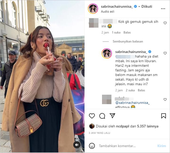 Bongkar Tips Miliki Body Goals, Sabrina Chairunnia: Masih Mau Iri?