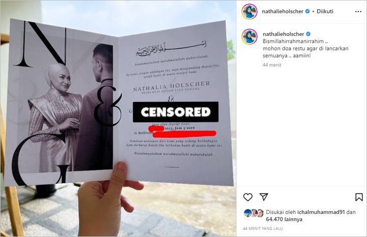 Heboh Nathalie Holscher Pamer Undangan Resepsi dengan Sosok G