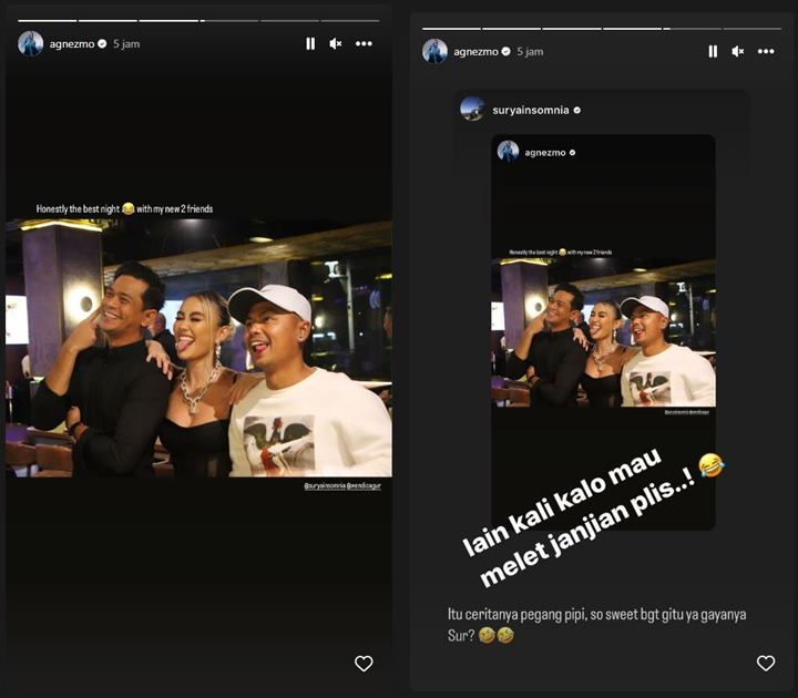 Surya Insomnia Iri Tak Kembaran Pose dengan Agnez Mo-Wendi Cagur, Malah Dapat Reaksi So Sweet