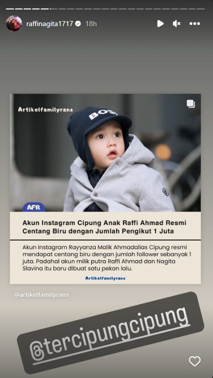 Akun Instagram Tembus 1 Juta, Rayyanza Cipung Perdana Bagikan Video Ngevlog Sendiri