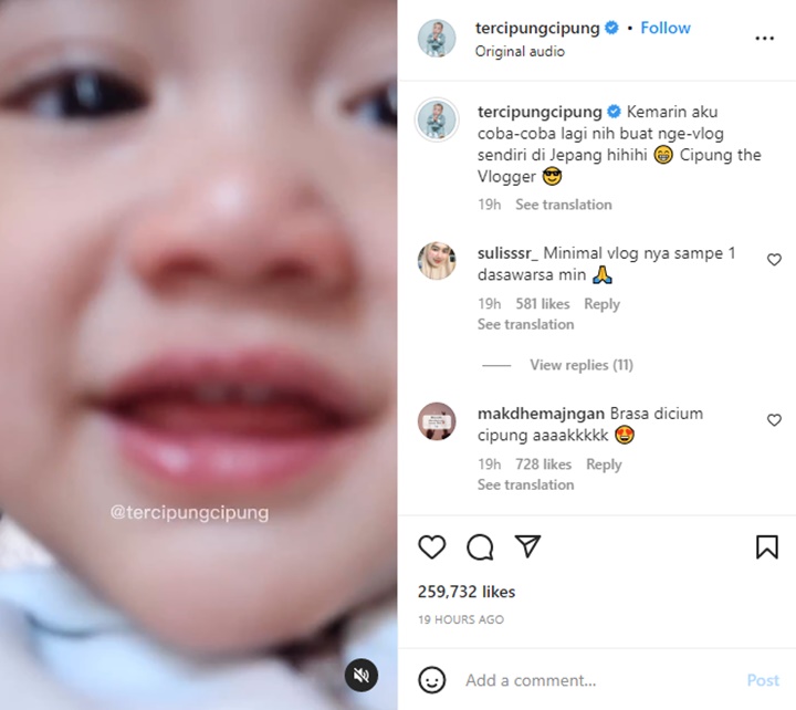 Akun Instagram Tembus 1 Juta, Rayyanza Cipung Perdana Bagikan Video Ngevlog Sendiri