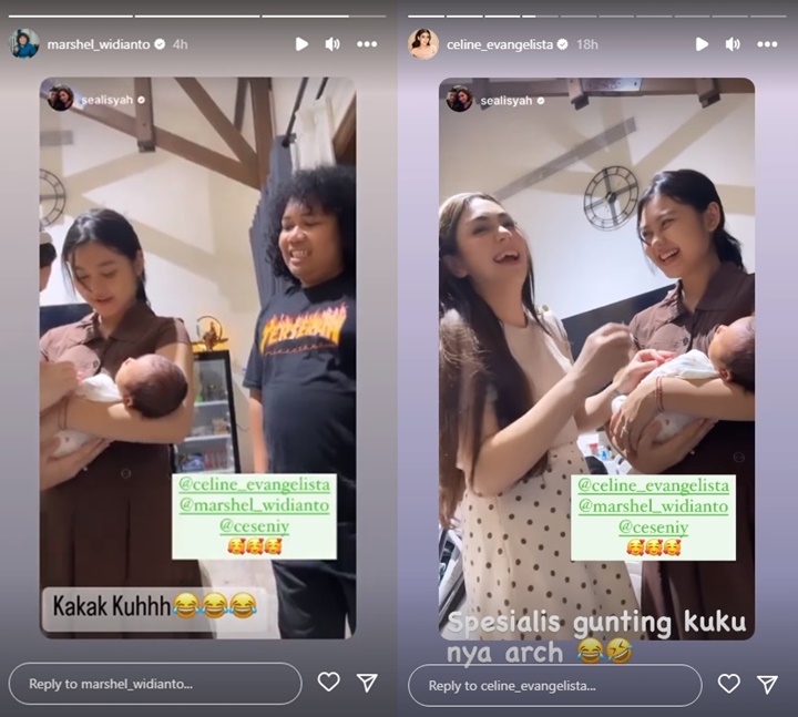 Jadi Babysitter Dadakan, Celine Evangelista Telaten Potong Kuku Putra Marshel Widianto