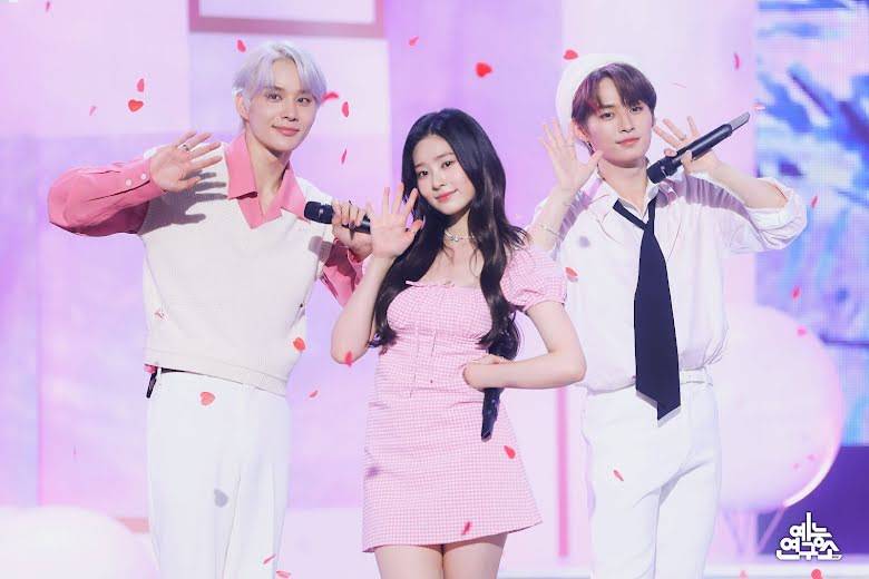 visual Jungwoo NCT, Kim Minju, dan Lee Know Stray Kids