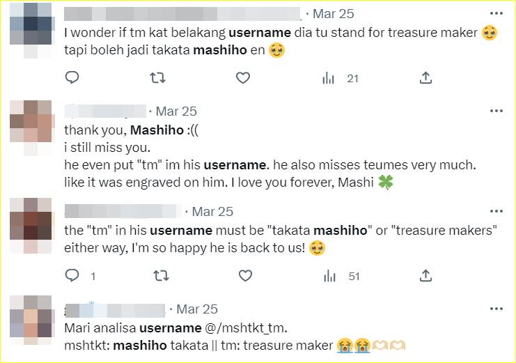 komentar penggemar terkait username Mashiho