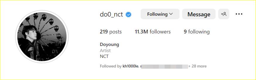 Doyoung NCT hanya follow member NCT 127 dan Gong Myung