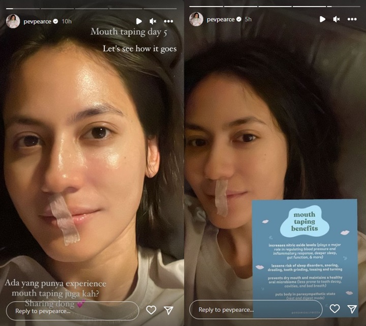 Pevita Pearce Sudah 5 Hari Plester Mulut Saat Tidur, Pamer Segudang Manfaatnya