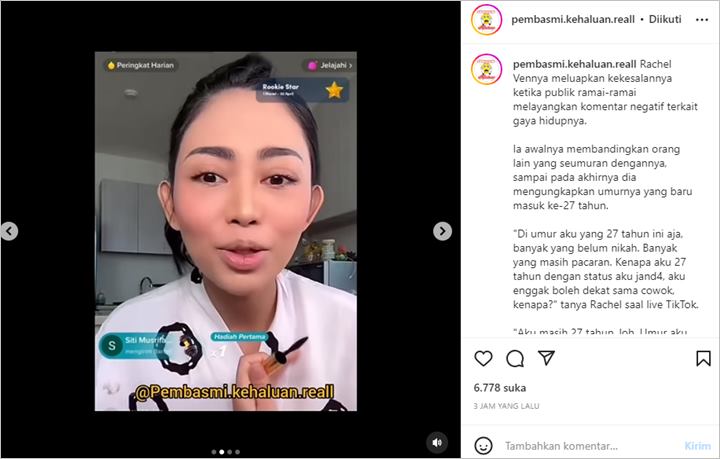 Rachel Vennya Bingung Kena Nyinyir Gara-gara Dekat dengan Cowok, Bandingkan Masalah Usia