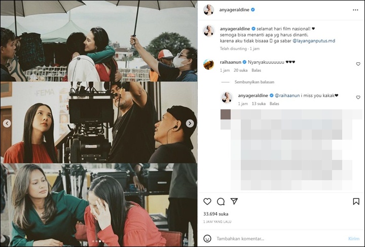 Anya Geraldine Posting Foto Cantik di Hari Film Nasional Tuai Respons Tak Sabar