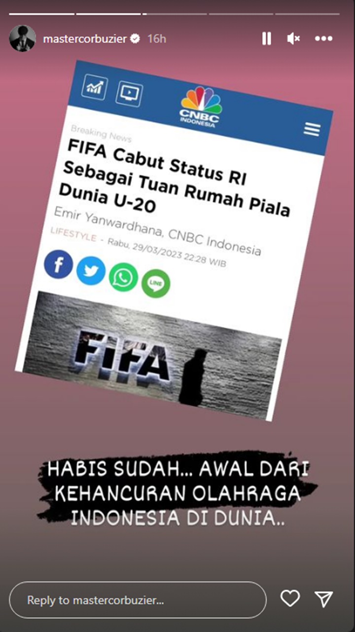 Deddy Corbuzier Singgung Kehancuran Usai Indonesia Batal Jadi Tuan Rumah Piala Dunia U-20