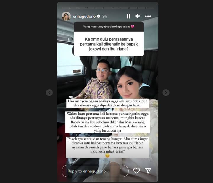 Bukan Deg-degan, Erina Gudono Kenang Perasaan Awal Dikenalkan ke Presiden Jokowi dan Ibu Iriana