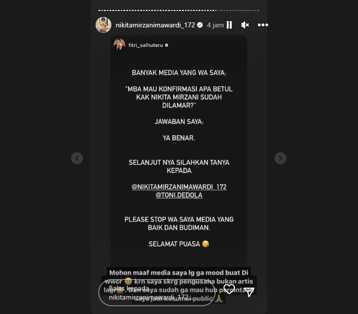 Baru Dilamar, Nikita Mirzani Tak Mau Percintaannya Jadi Konsumsi Publik