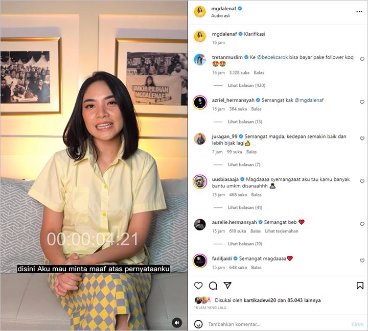 Mgdalenaf Minta Maaf Soal Curhatan Diremehkan Restoran, Respons Tretan Muslim Beda dari Artis Lain