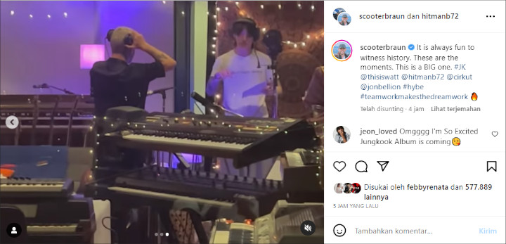 Jungkook BTS Rekaman di Studio Scooter Braun, \'JJK1\' Makin Kelihatan Hilalnya