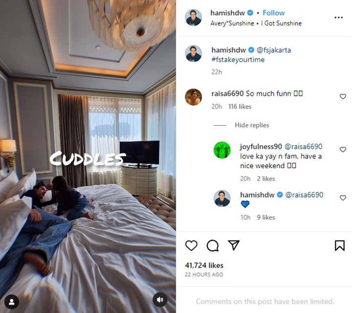 Dipanggil Raisa Ahjussi, Hamish Daud Spill Tipis-tipis Momen Cuddling Bikin Gemas