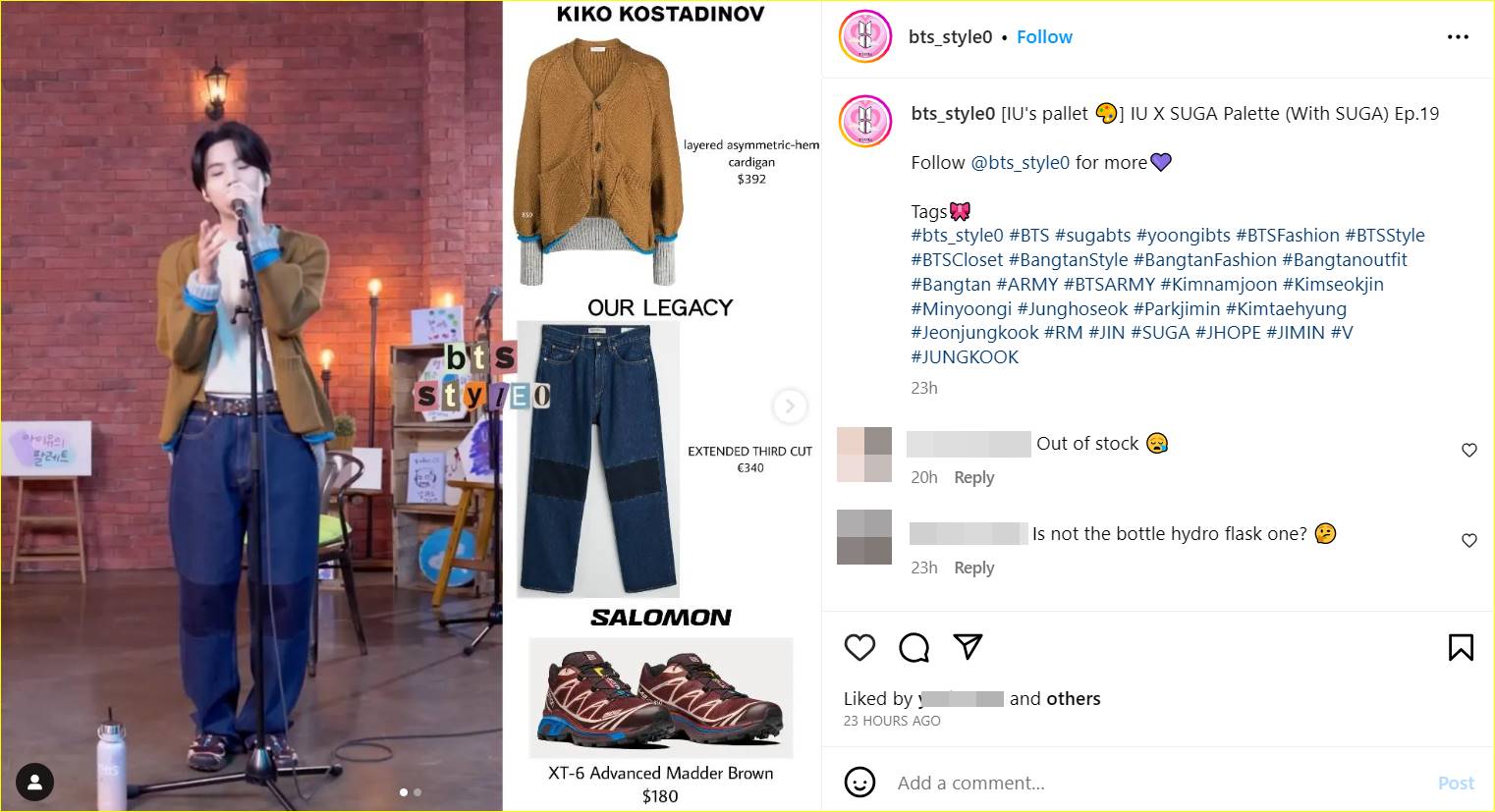 detail outfit Suga BTS kala di IU\'s Palette