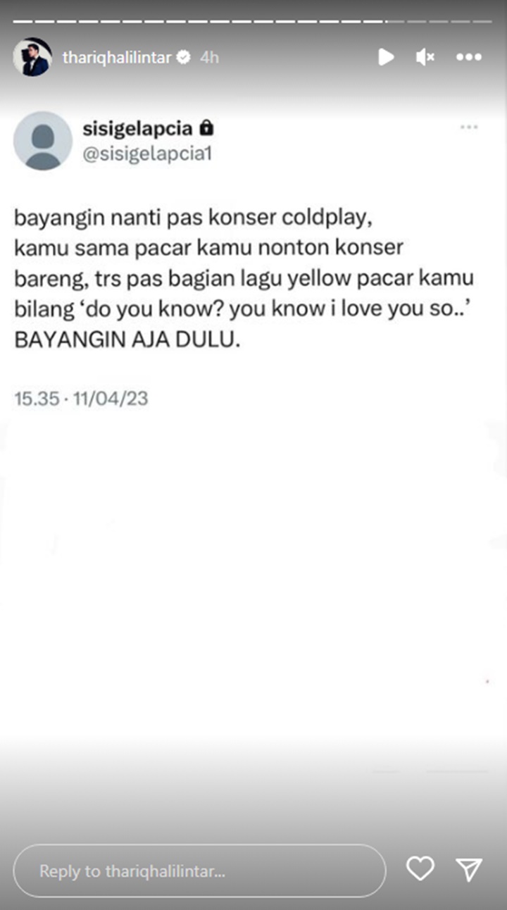 Jomblo, Thariq Halilintar Ngayal Bisa Gandeng Pacar Saat Nonton Konser Coldplay