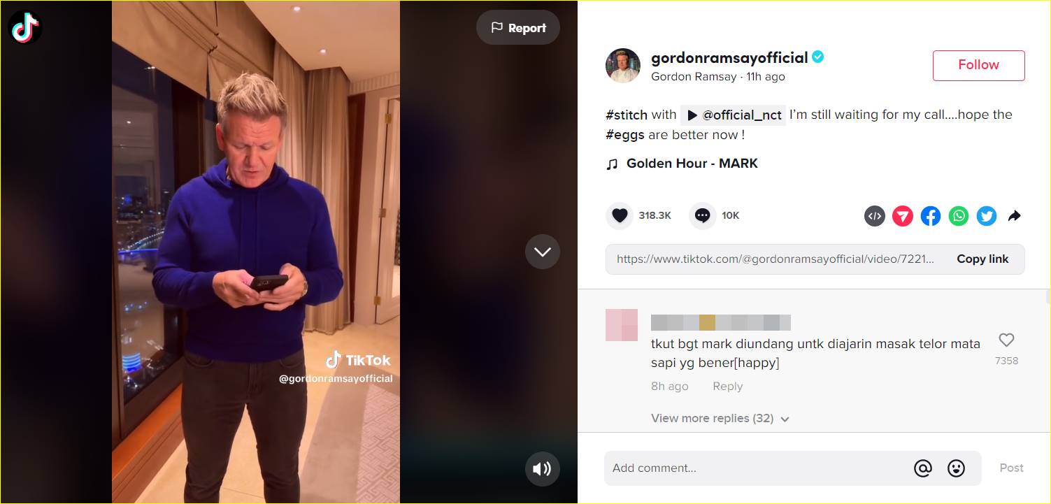 Mark Lee NCT mendapatkan notice dari Gordon Ramsay lagi usai merilis \