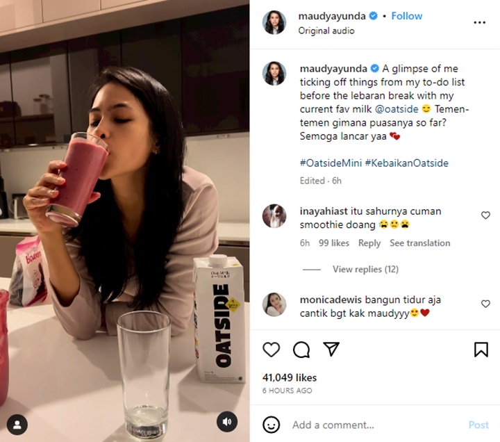 Menu Sahur Simpel Maudy Ayunda Bikin Syok, Netter: Lambung Mungilku Menangis