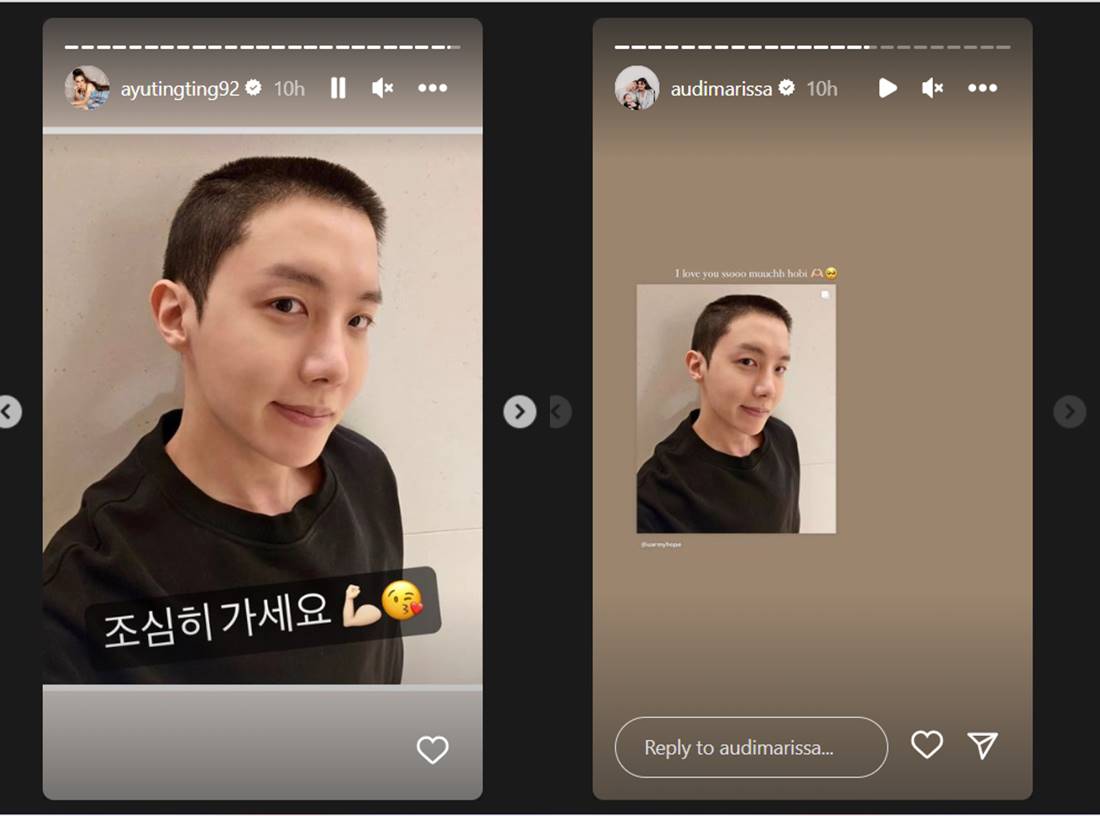 Ayu Ting Ting dan Audi Marissa memberikan persembahan unik untuk J-Hope BTS di hari keberangkatan wajib militer