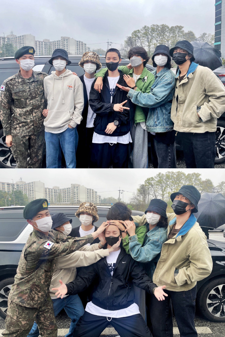 Member BTS Termasuk Jin Foto Bareng J-Hope Jelang Wamil, Lanjutkan Tradisi Pegang Kepala Member BTS Termasuk Jin Foto Bareng J-Hope Jelang Wamil, Lanjutkan Tradisi Pegang Kepala