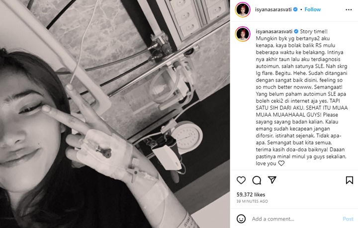 Isyana Sarasvati Dilarikan ke Rumah Sakit, Ternyata Didiagnosa Autoimun SLE