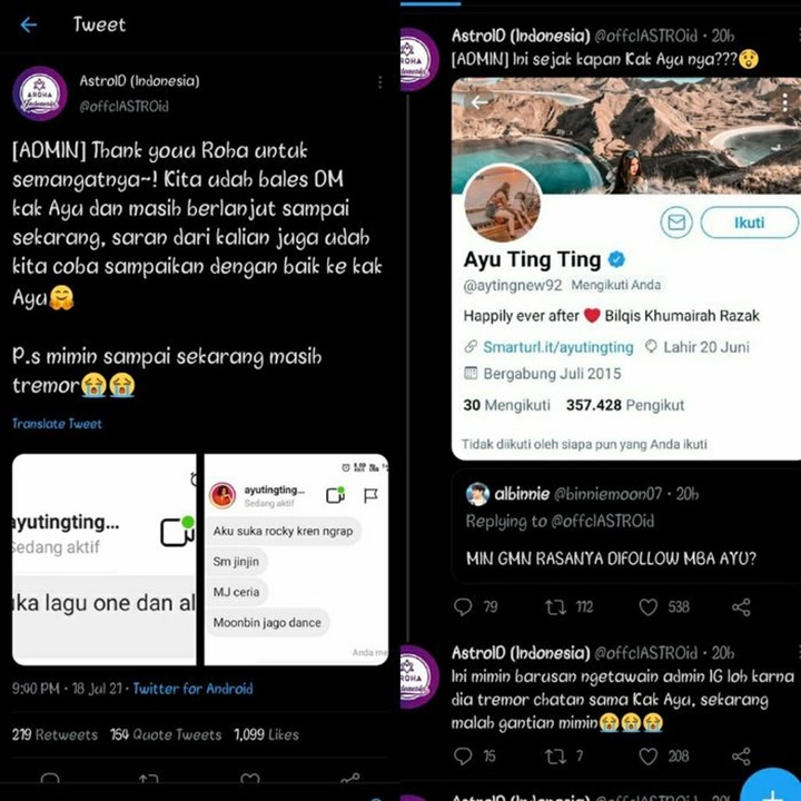 Fans Berat ASTRO, Ayu Ting Ting Nangis Usai Dikabari Moonbin Meninggal