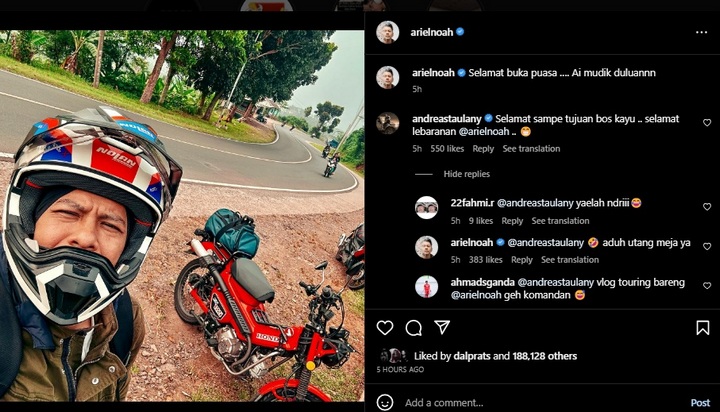 Ariel Mudik Lebaran Pakai Motor