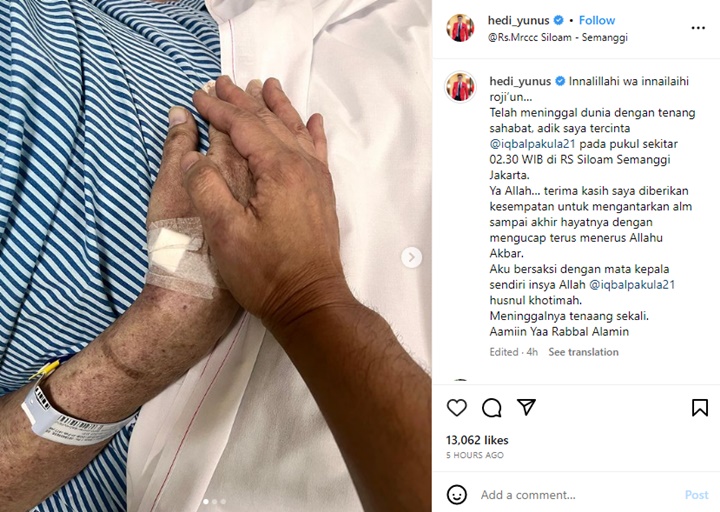 Hedi Yunus Bersaksi Iqbal Pakula Meninggal dalam Keadaan Husnul Khatimah
