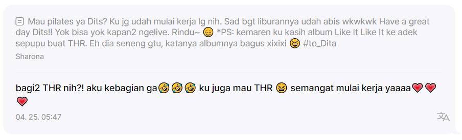Dita Karang Secret Number meminta THR kepada penggemar