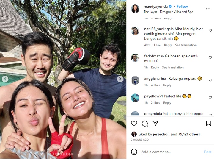 Maudy Ayunda Latihan Muay Thai Bareng Suami dan Saudara, Muka Penuh Keringat Curi Fokus