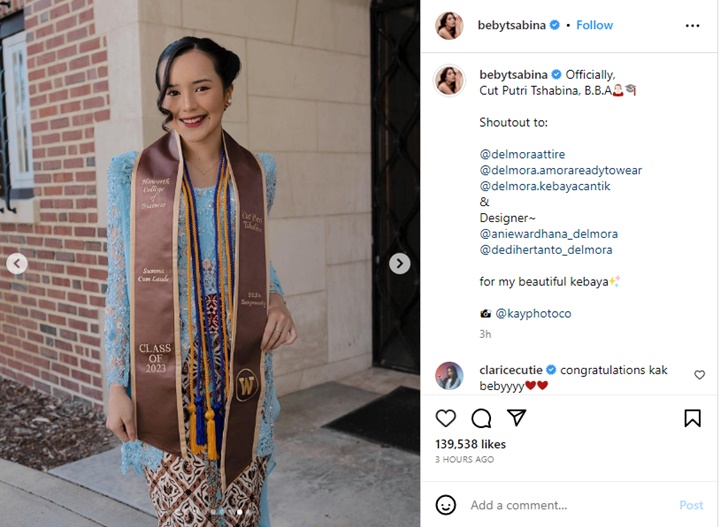 Beby Tsabina Pamer Gelar Baru Usai Lulus Sandang Predikat Summa Cum Laude