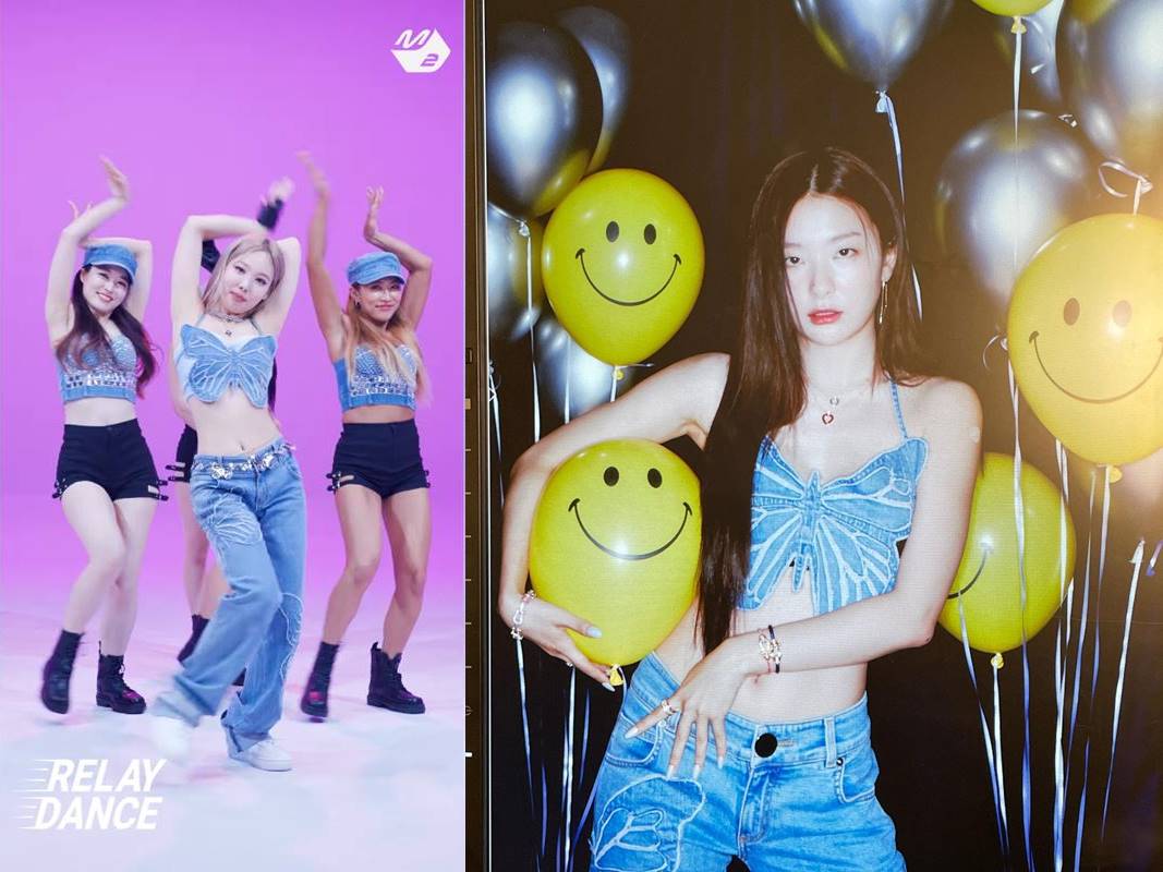 Nayeon TWICE dan Seulgi Red Velvet pakai outfit sama