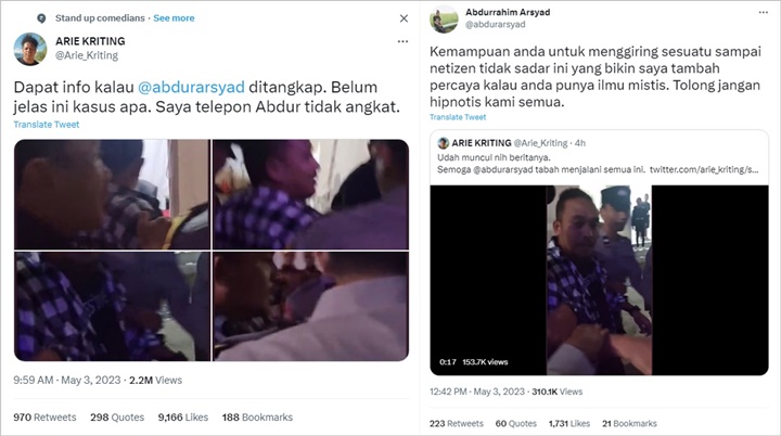 Seloroh Sahabat Soal Arie Kriting Punya Ilmu Hitam Usai Komentari Cuitan Mamat Alkatiri