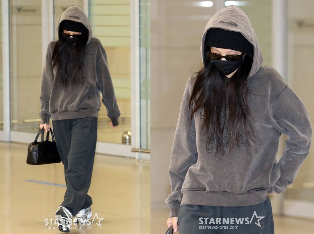 fashion airport Jennie BLACKPINK sampai Korea