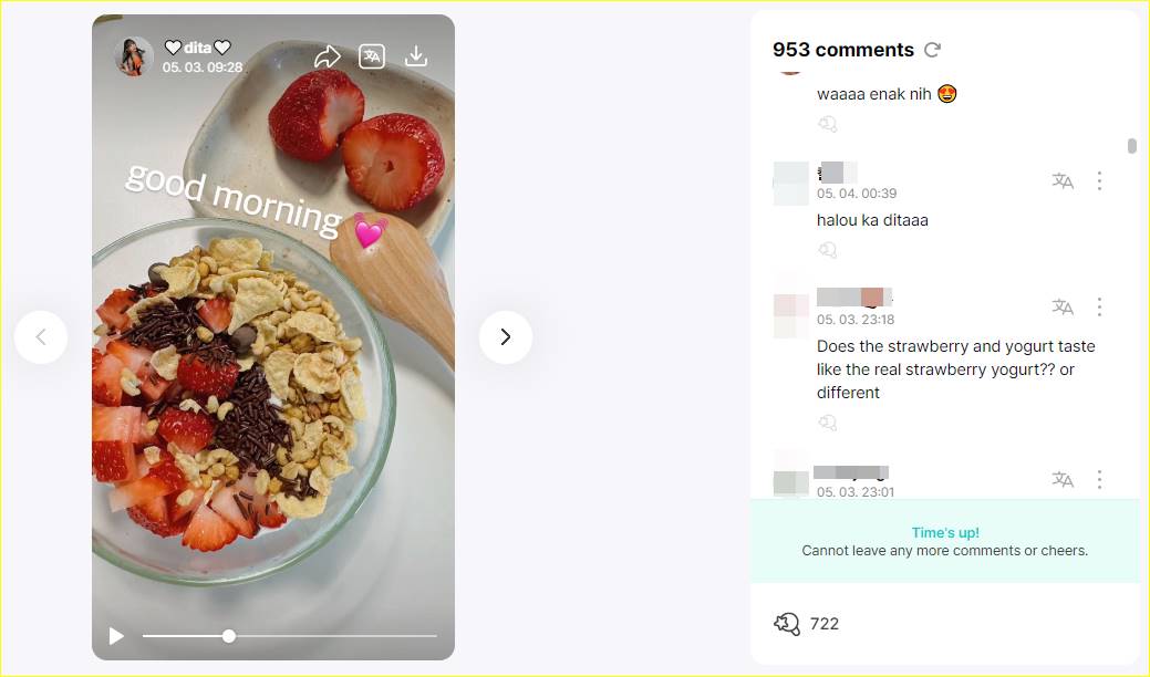 Dita Karang Secret Number pamer sarapan