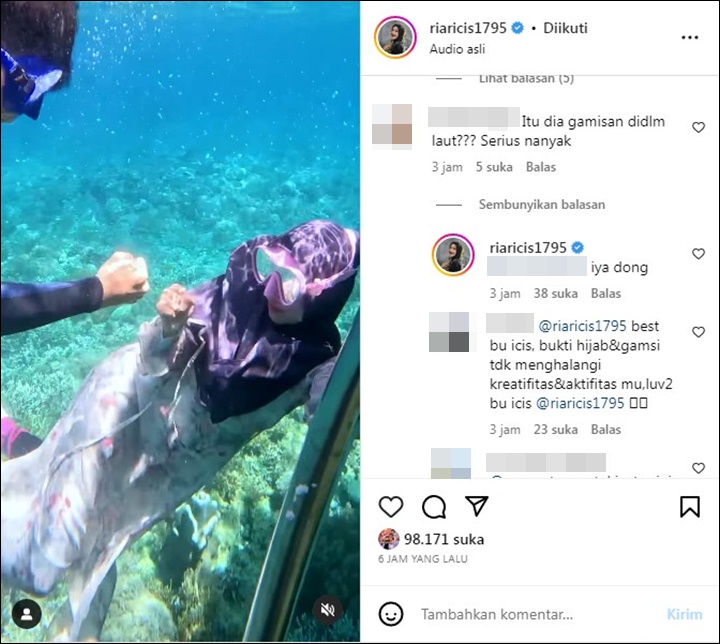 Ria Ricis Ramai Dibela Soal Menyelam di Laut Pakai Gamis