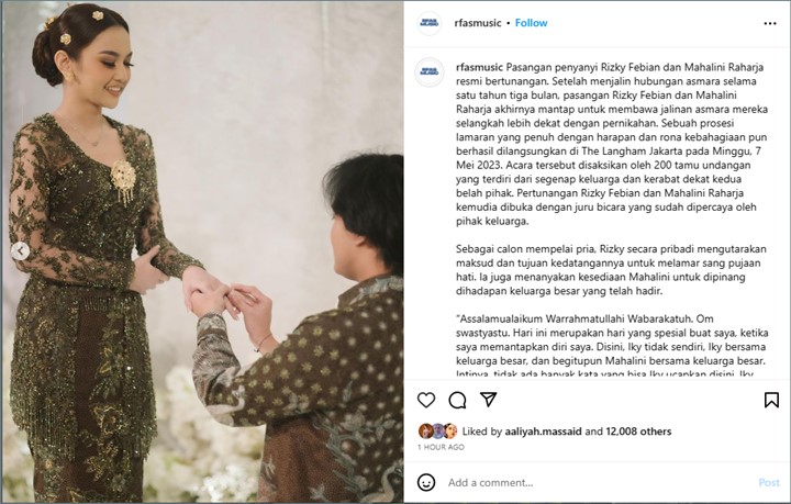 Rizky Febian Berlutut Lamar Mahalini, Acara Pertunangan Berlangsung Haru