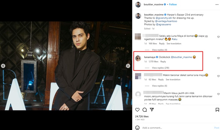 Diramal Sudah 1 Tahun Pacaran, Luna Maya Gercep Komentari Foto Terbaru Maxime Bouttier