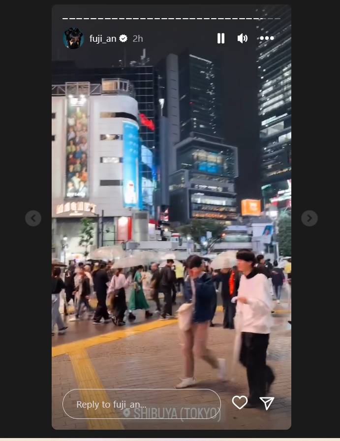 Fuji An jalan-jalan di Shibuya, Jepang