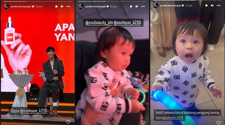 Aurel Hermansyah Bagikan Detik-Detik Ameena Foto Bareng Kim Soo Hyun
