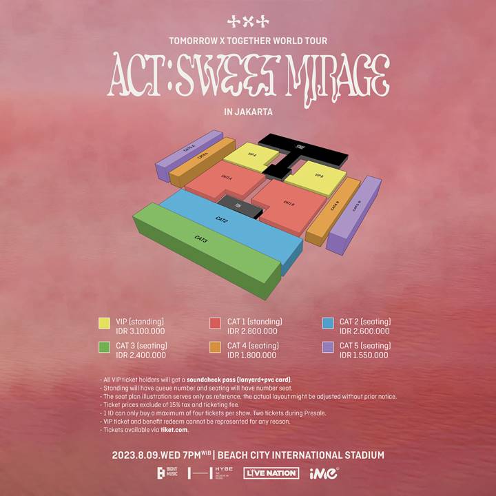 TXT Rilis Seating Plan \'ACT: SWEET MIRAGE\' Jakarta Beserta Benefit, Paling Mahal 3 Jutaan