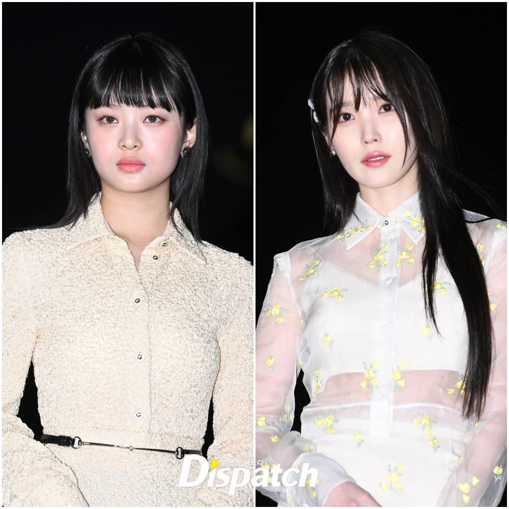 potret IU dan Hanni NewJeans di acara Gucci