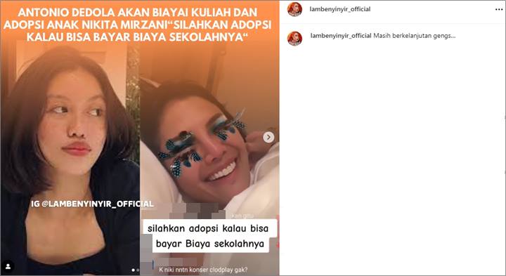 Nikita Mirzani Umbar Biaya Fantastis Sekolah Loly Usai Kabar Sang Putri Akan Diadopsi Antonio Dedola