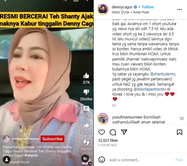 Diterpa Isu Cerai, Denny Cagur Minta Sang Istri Bersabar