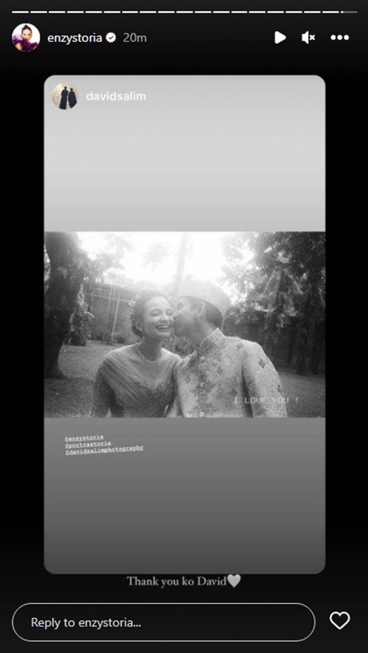 Sudah Sah! Enzy Storia Perdana Pajang Foto Dicium Mesra Suami