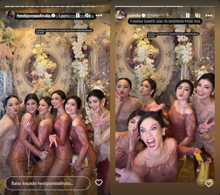 Hesti Purwadinata Pose Bareng Bridesmaid Enzy Storia, Yuki Kato Ngereog Bikin Ngakak