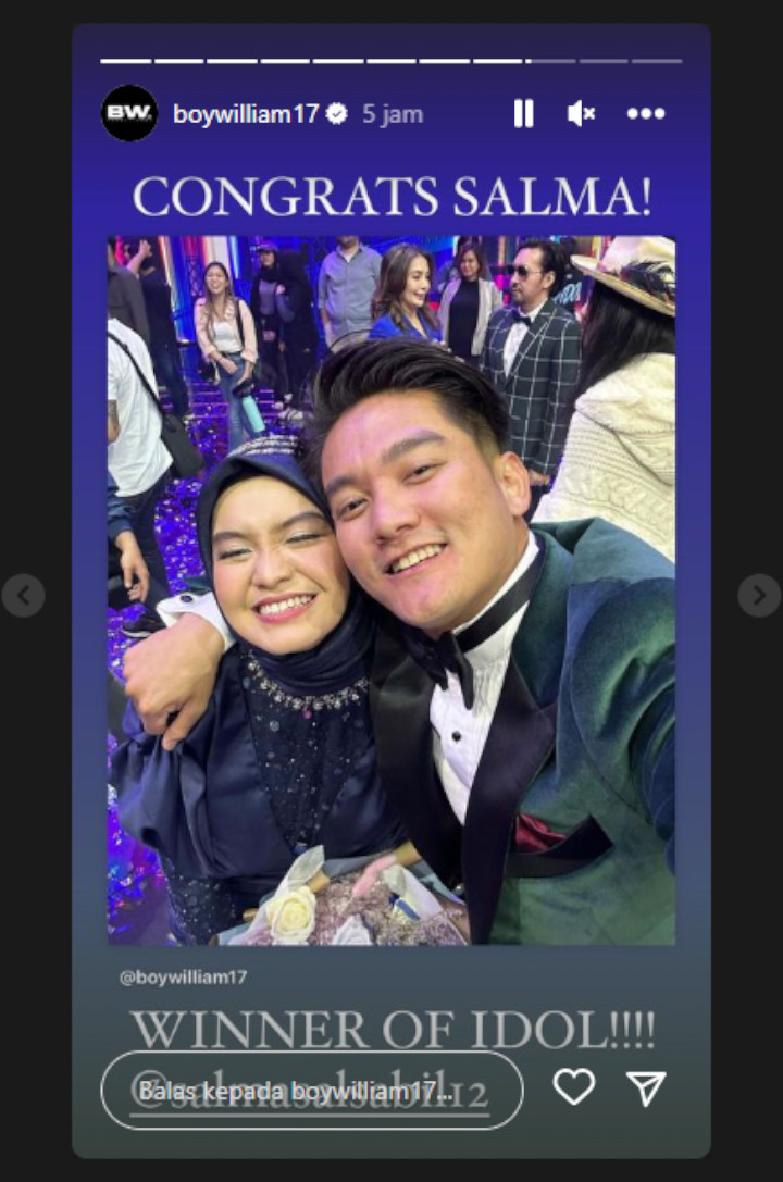Salma Sukses Jadi Juara \'Indonesian Idol\', Boy William Ikut Heboh