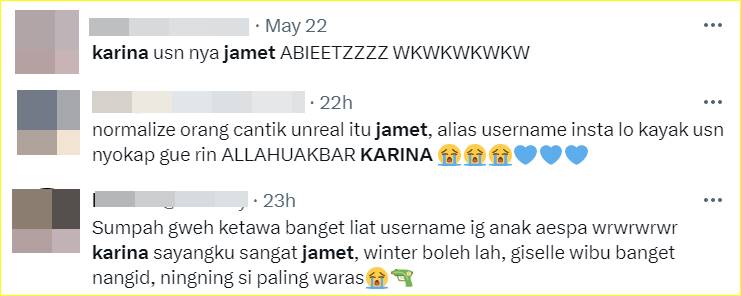 username Instagram Karina aespa dikatain jamet