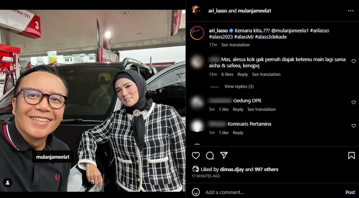Ari Lasso Pose Selfie Bareng Mulan Jameela